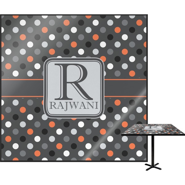 Custom Gray Dots Square Table Top - 24" (Personalized)