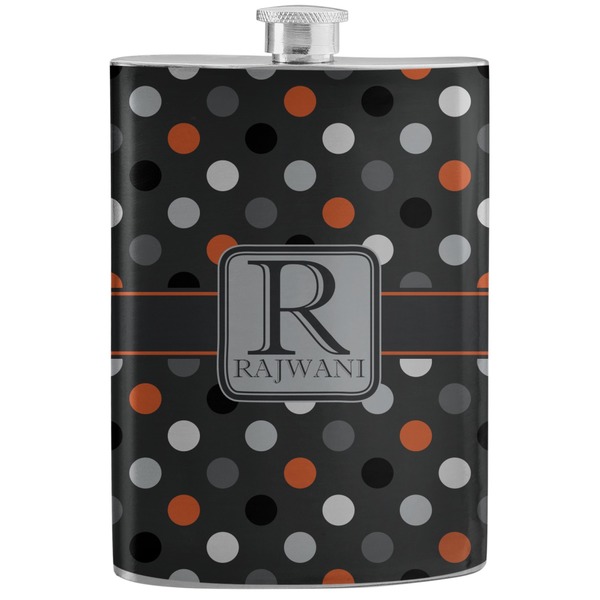 Custom Gray Dots Stainless Steel Flask (Personalized)