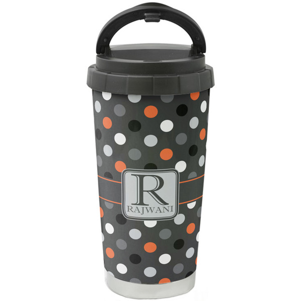 Custom Gray Dots Stainless Steel Coffee Tumbler (Personalized)
