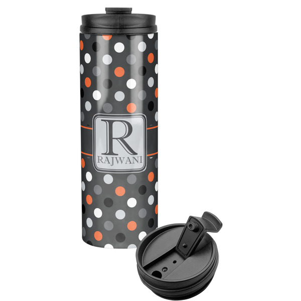 Custom Gray Dots Stainless Steel Skinny Tumbler (Personalized)