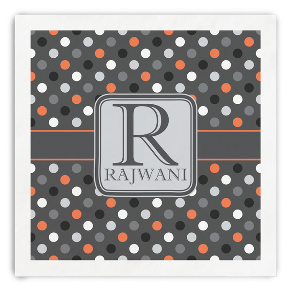 Custom Gray Dots Paper Dinner Napkins (Personalized)
