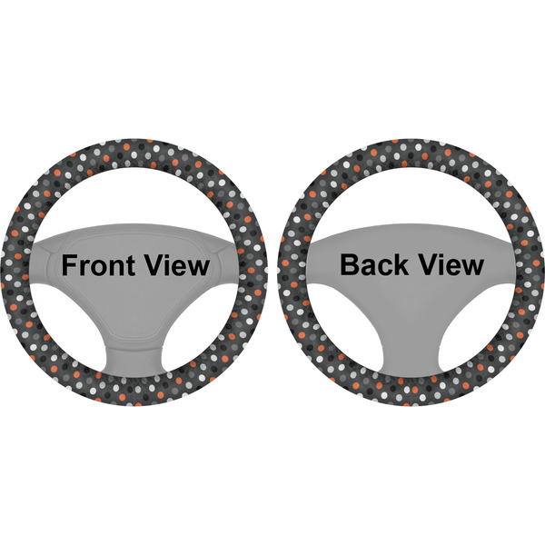 Gray Dots Steering Wheel Cover- Front and Back