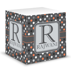 Gray Dots Sticky Note Cube (Personalized)