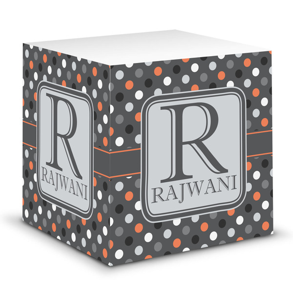 Custom Gray Dots Sticky Note Cube (Personalized)