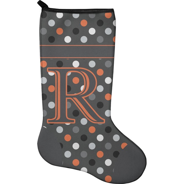 Custom Gray Dots Holiday Stocking - Neoprene (Personalized)