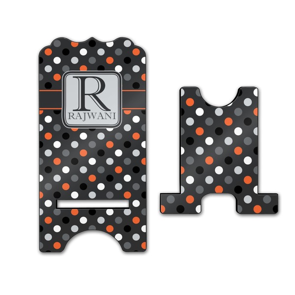 Gray Dots Stylized Phone Stand - Front & Back - Large