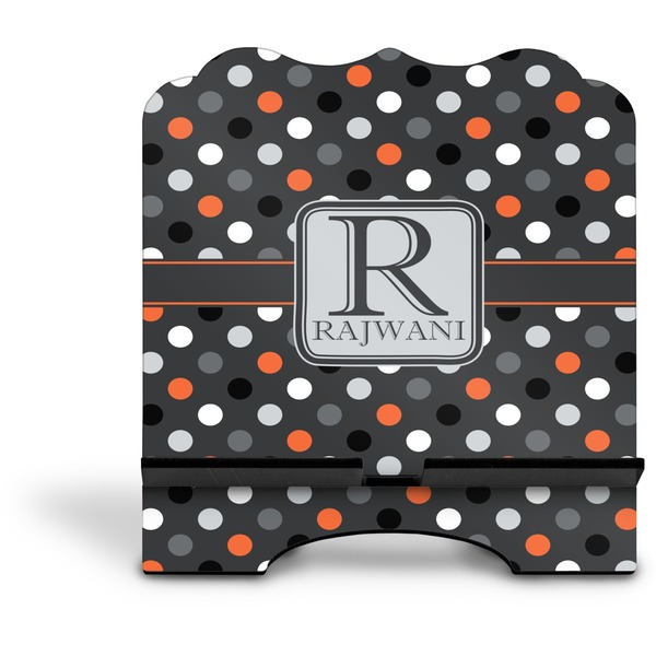 Gray Dots Stylized Tablet Stand - Front without iPad