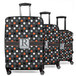 Gray Dots 3 Piece Luggage Set - 20" Carry On, 24" Medium Checked, 28" Large Checked (Personalized)