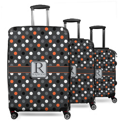 Gray Dots 3 Piece Luggage Set - 20" Carry On, 24" Medium Checked, 28" Large Checked (Personalized)