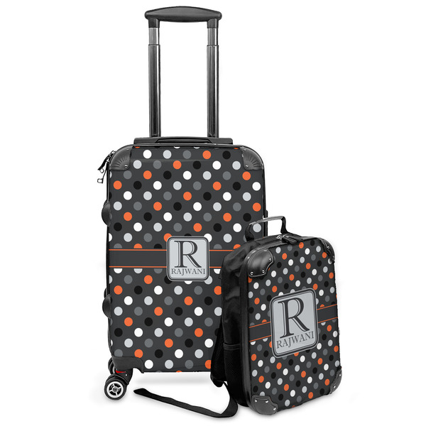 Custom Gray Dots Kids 2-Piece Luggage Set - Suitcase & Backpack (Personalized)