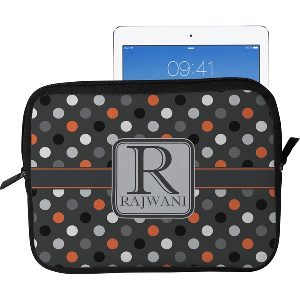 Custom Gray Dots Tablet Case / Sleeve - Large (Personalized)