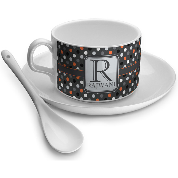 Custom Gray Dots Tea Cup (Personalized)