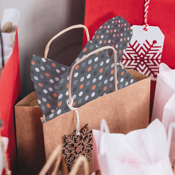 Gray Dots Tissue Paper - In Gift Bag