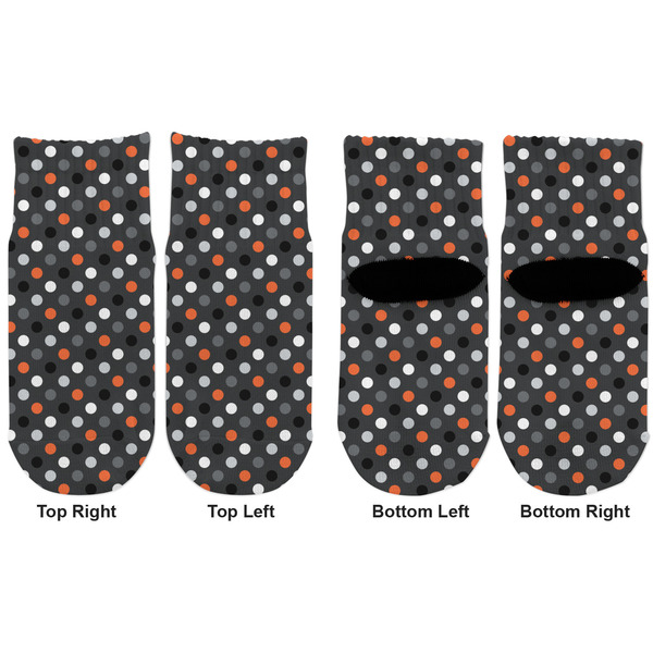 Gray Dots Toddler Ankle Socks - Double Pair - Front and Back - Apvl