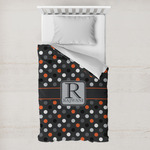 Gray Dots Toddler Duvet Cover w/ Name and Initial