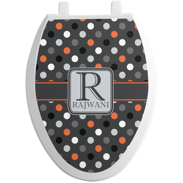 Custom Gray Dots Toilet Seat Decal - Elongated (Personalized)