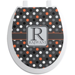 Gray Dots Toilet Seat Decal - Round (Personalized)