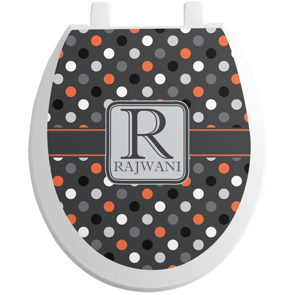 Custom Gray Dots Toilet Seat Decal - Round (Personalized)