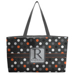 Gray Dots Beach Totes Bag - w/ Black Handles (Personalized)