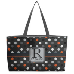 Gray Dots Beach Totes Bag - w/ Black Handles (Personalized)