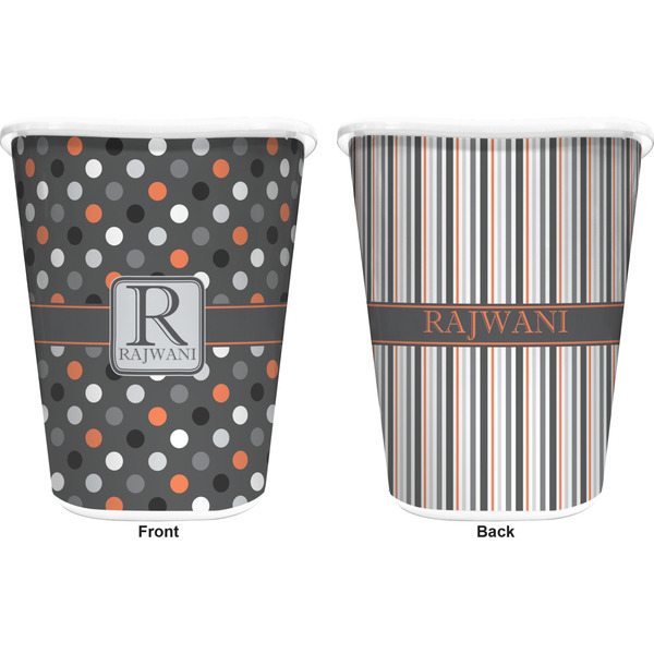 Gray Dots Trash Can White - Front and Back - Apvl