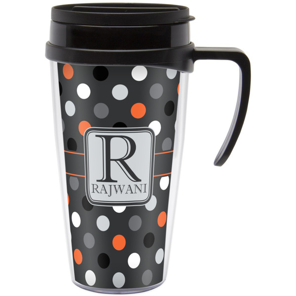 Custom Gray Dots Acrylic Travel Mug with Handle (Personalized)