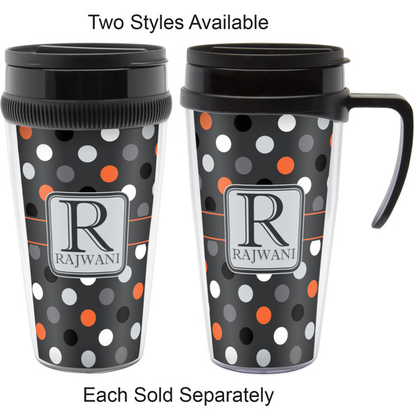Gray Dots Travel Mugs - with & without Handle