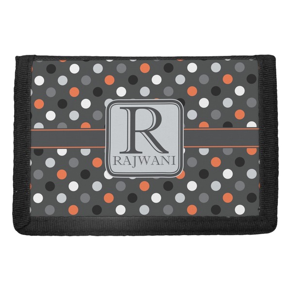 Custom Gray Dots Trifold Wallet (Personalized)