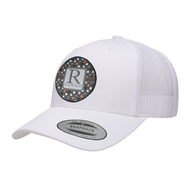 Custom Gray Dots Trucker Hat - White (Personalized)