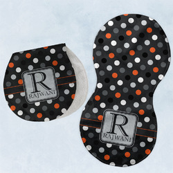 Gray Dots Burp Pads - Velour - Set of 2 w/ Name and Initial