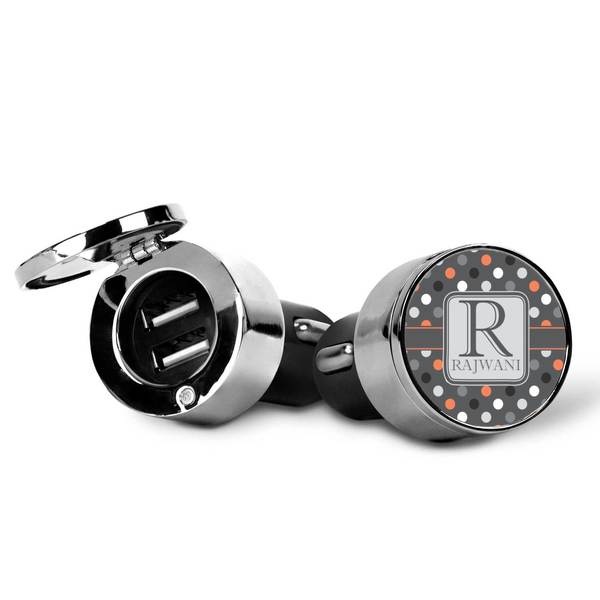 Gray Dots USB Car Charger