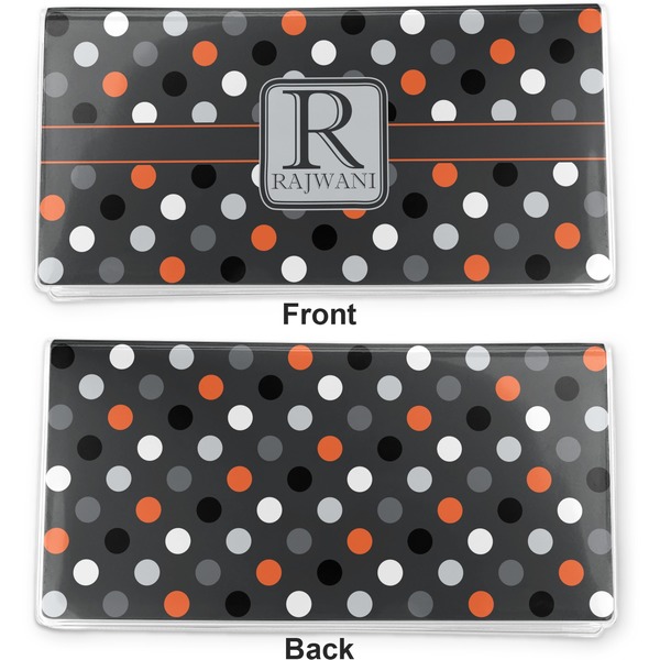 Gray Dots Vinyl Check Book Cover - Front and Back