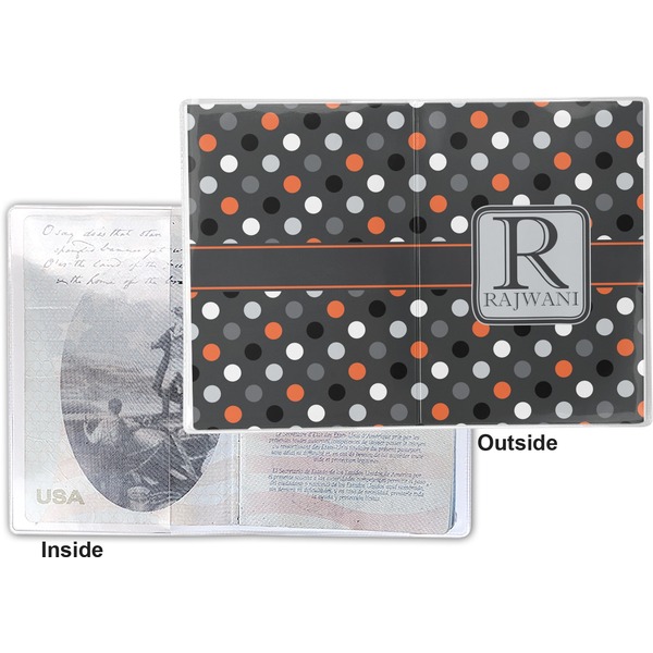 Gray Dots Vinyl Passport Holder - Flat Front and Back