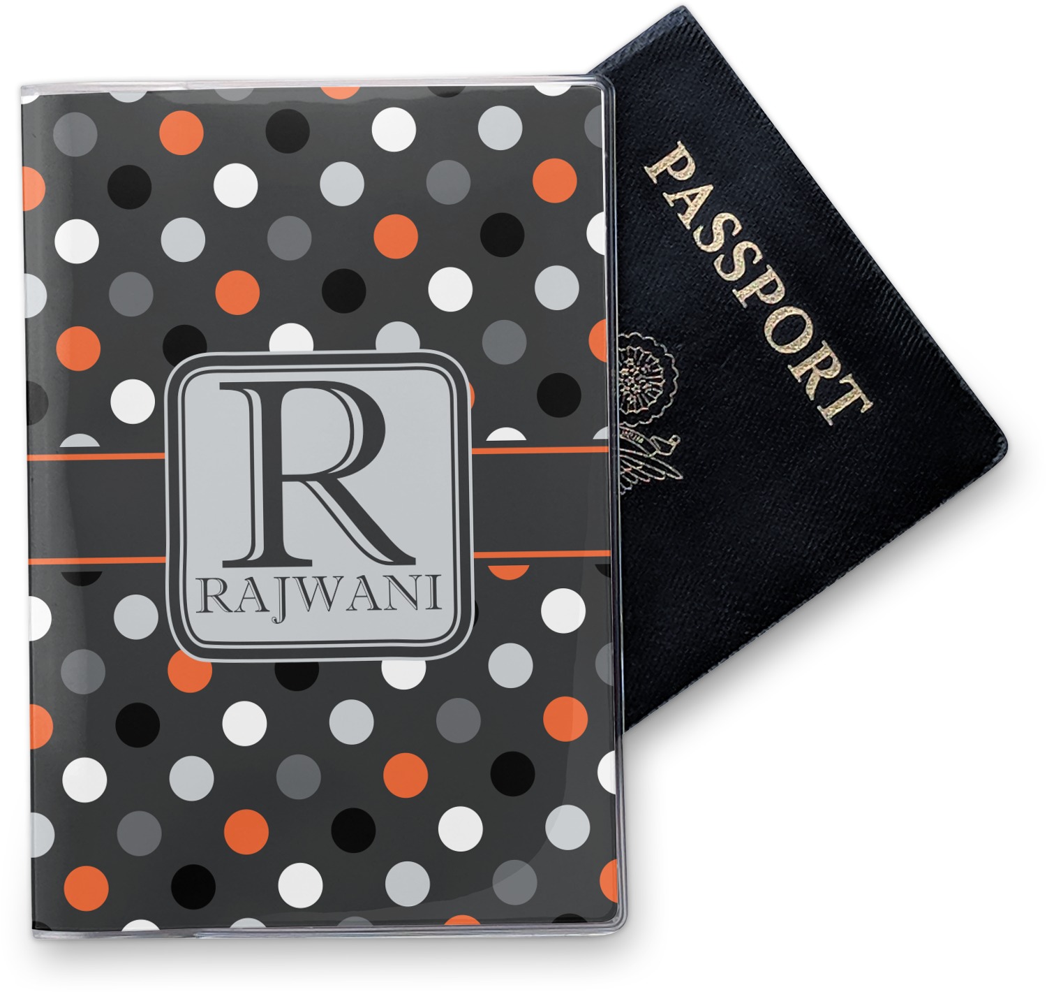 Custom Gray Dots Vinyl Passport Holder (Personalized) YouCustomizeIt
