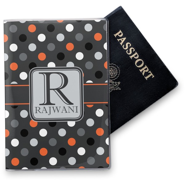 Custom Gray Dots Vinyl Passport Holder (Personalized)