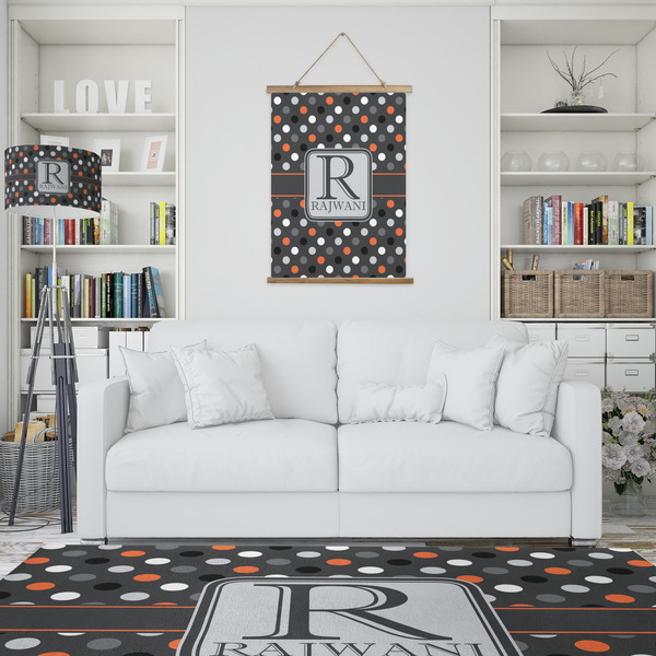 Gray Dots Wall Hanging Tapestry - Portrait - IN CONTEXT