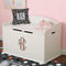 Gray Dots Wall Monogram on Toy Chest
