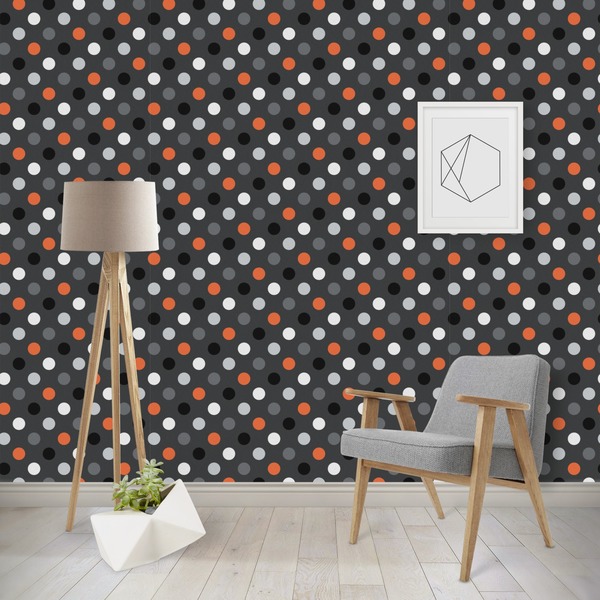 Custom Gray Dots Wallpaper & Surface Covering (Peel & Stick - Repositionable)
