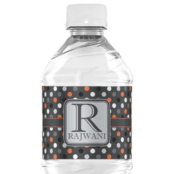 Gray Dots Water Bottle Labels - Custom Sized (Personalized)