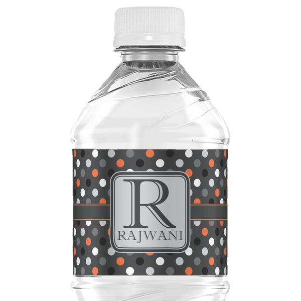 Custom Gray Dots Water Bottle Labels - Custom Sized (Personalized)