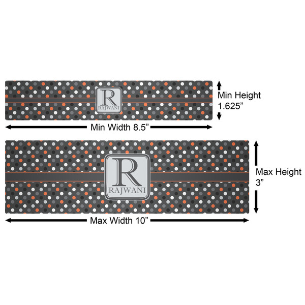 Gray Dots Water Bottle Labels w/ Dimensions
