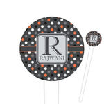 Gray Dots Round Plastic Food Picks (Personalized)