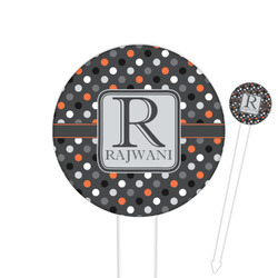 Gray Dots Cocktail Picks - Round Plastic (Personalized)