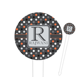 Gray Dots Round Plastic Food Picks (Personalized)