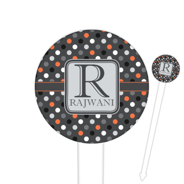 Custom Gray Dots Round Plastic Food Picks (Personalized)