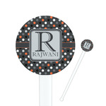 Gray Dots Round Plastic Stir Sticks (Personalized)