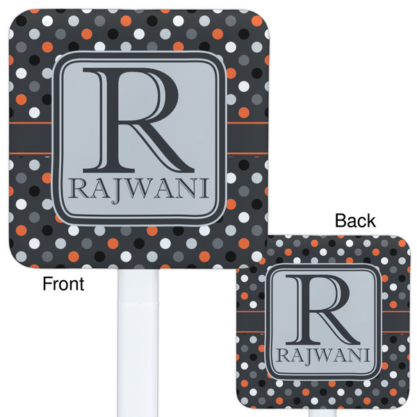 Gray Dots White Plastic Stir Stick - Double Sided - Approval