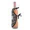 Gray Dots Wine Bottle Apron - DETAIL WITH CLIP ON NECK
