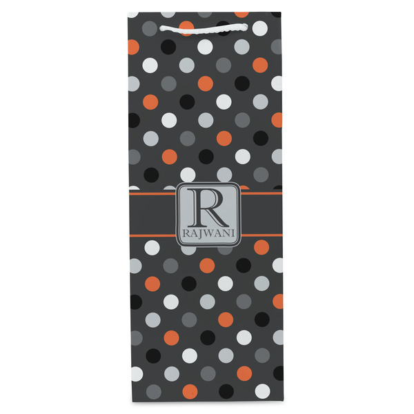 Gray Dots Wine Gift Bag - Matte - Front
