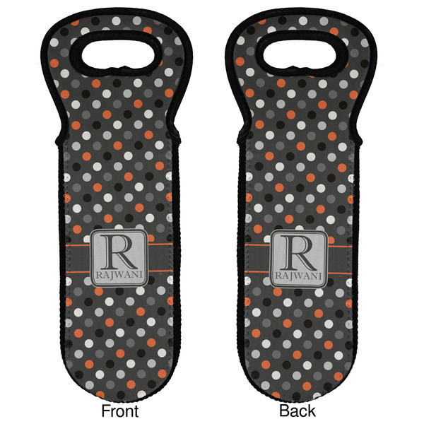 Gray Dots Wine Tote Front & Back